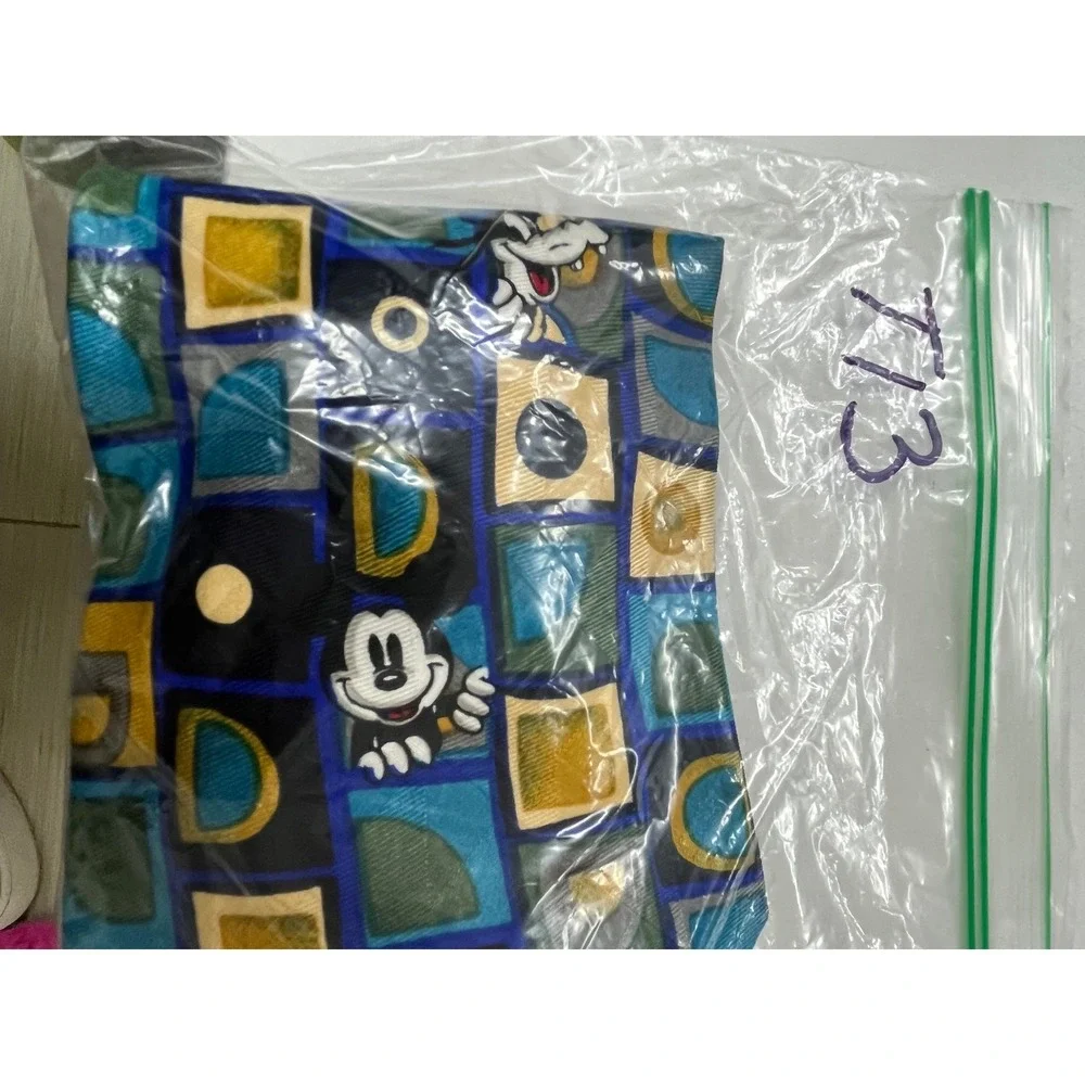 The Disney Store Silk‎ Tie Mens Blue Geometric Mickey Donald Goofy Vintage